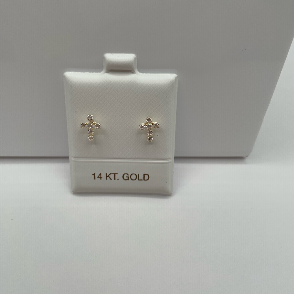 14 KT Gold Cross Stud Earrings